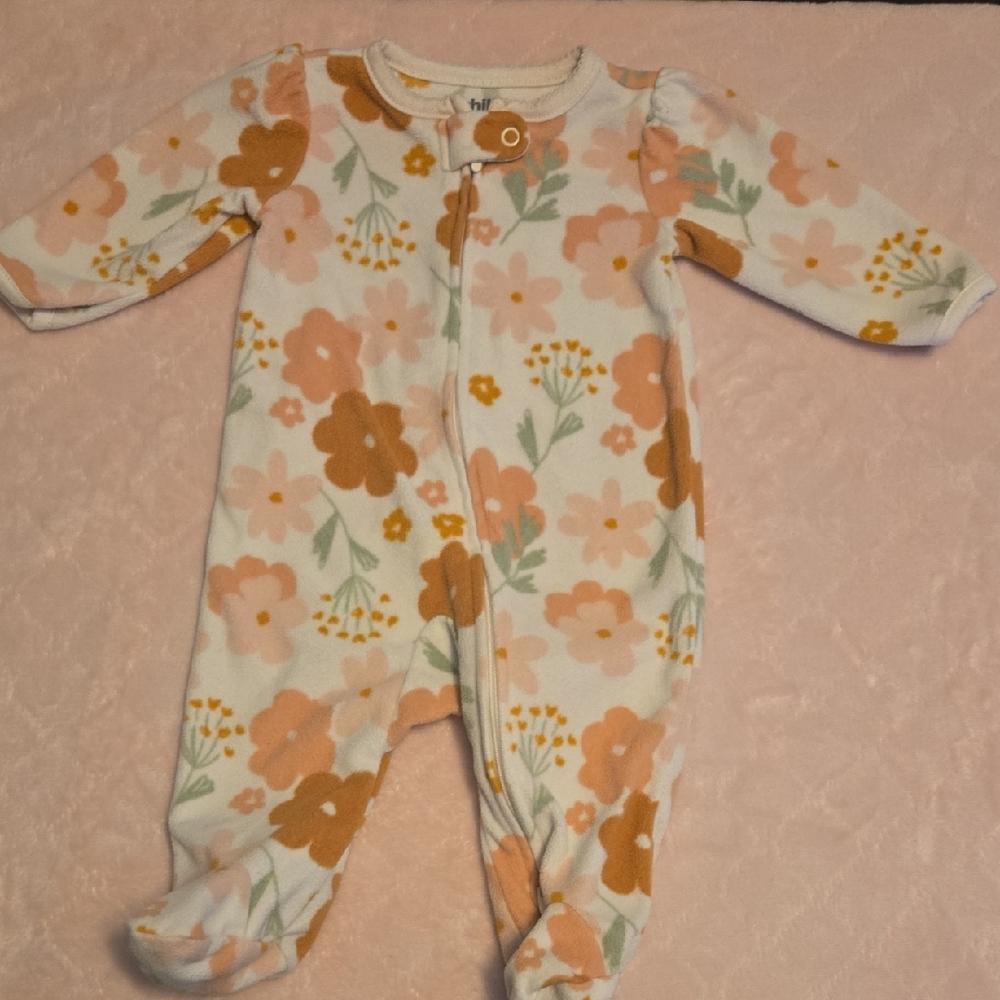 Child of Mine White and Orange Footies One Piece